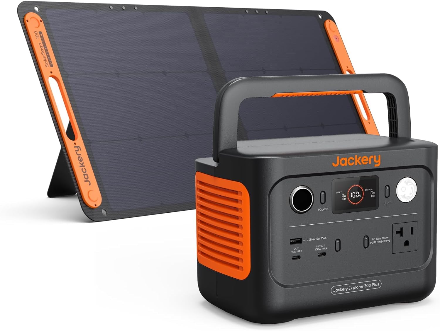 Jackery Solar Generator 300 Plus Portable Power Station With 1X Solarsaga 100W Solar Panel, 288Wh Backup Lifepo4 Battery, 300W A