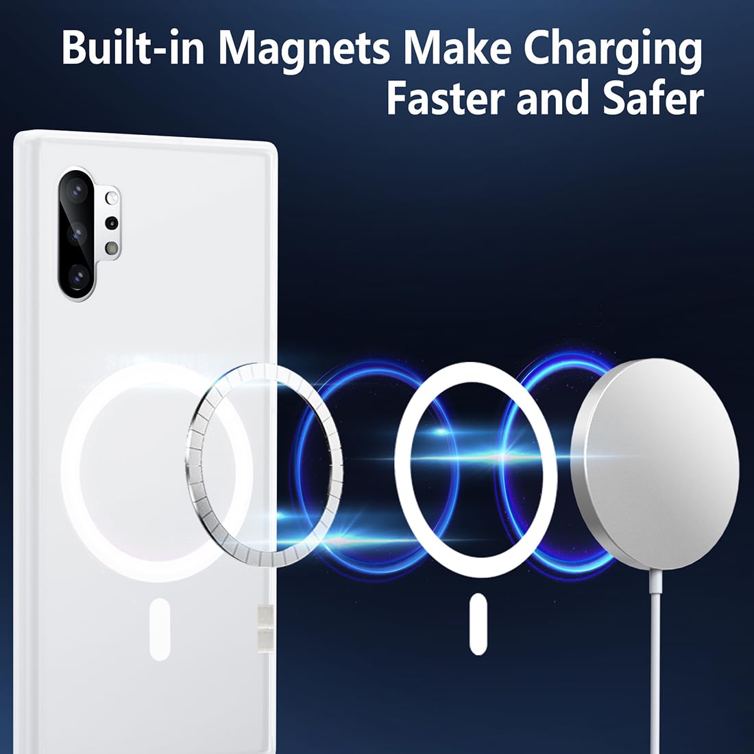 Tianniuke Magnetic Case For Samsung Galaxy Note 10 Plus, Translucent Matte Anti Fingerprint,Compatible With Magsafe,Slim Fit Sho