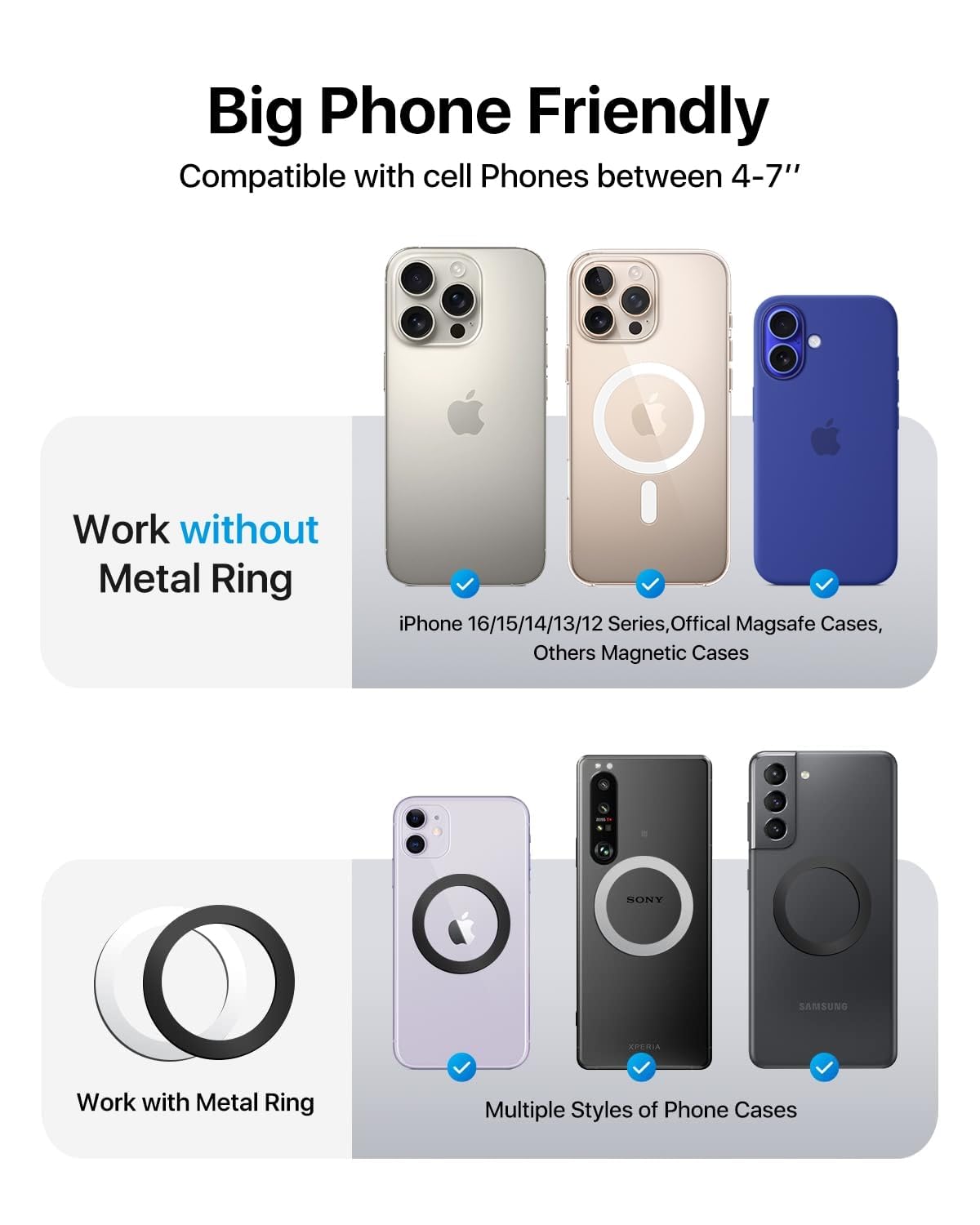 Andobil 2025 Upgraded For Magsafe Car Mount [Biggest Panel, Big Phone Friendly] 360 Rotation Magnetic Phone Holder For Car Vent