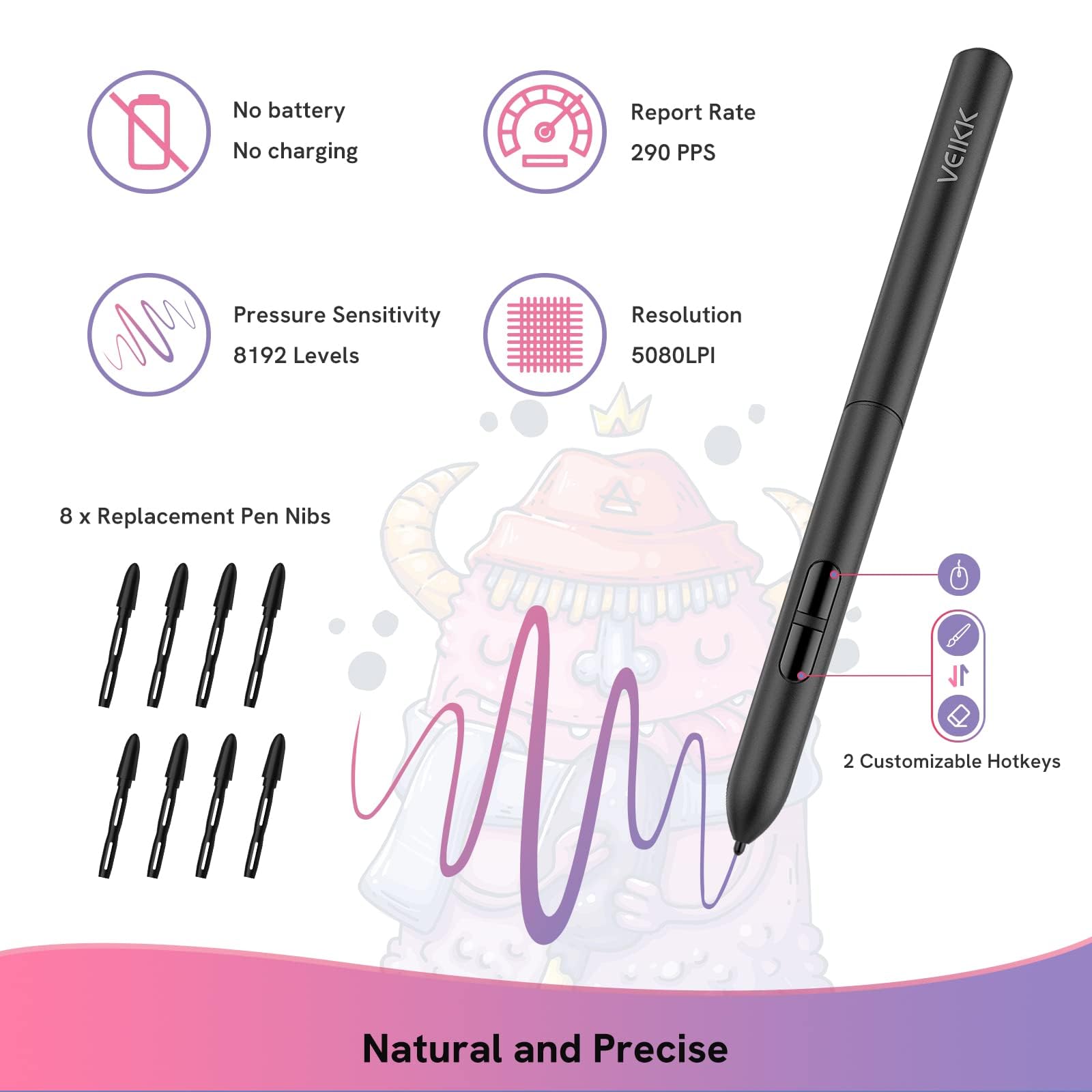 Drawing Tablet,Veikk S640 Digital Graphics Tablet, 6X4 Inch Ultra-Thin Portable Osu! Tablet, Battery-Free Stylus For Osu! Game A
