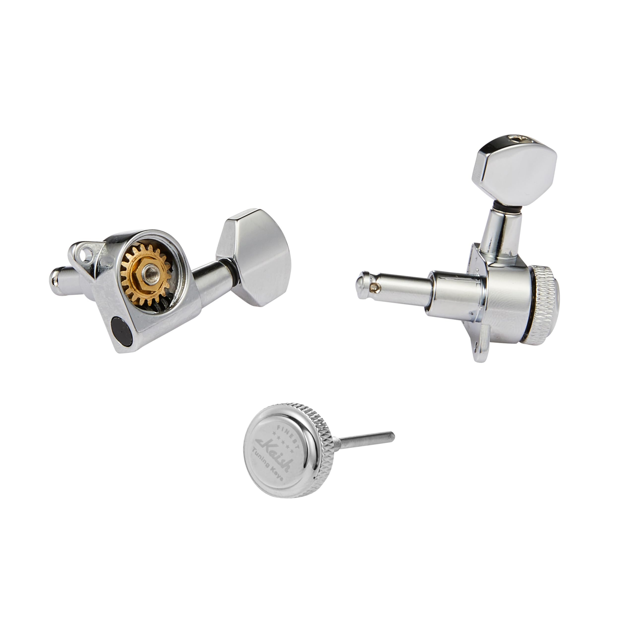 Kaish 3L3R 18:1 Locking Tuners Tuning Keys Guitar Locking Tuning Machines With Mini Contemporary Buttons For Most Electric/Acous