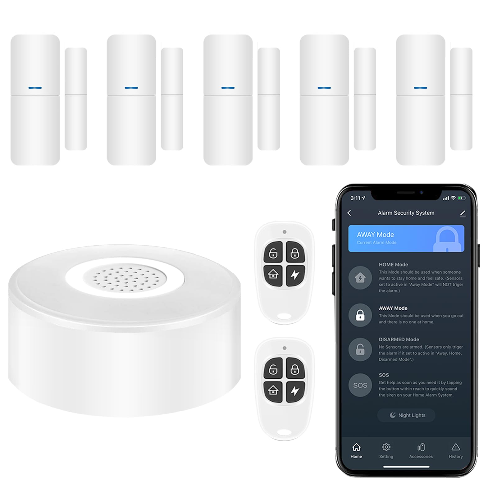 Wifi Door Alarm System, Wireless Diy Smart Home Security System, With Phone App Alert, 8 Pieces Kit (Alarm Siren, Door Window Sensor, Remote), Compatible With Alexa, For House, Apartment By Tolviviov