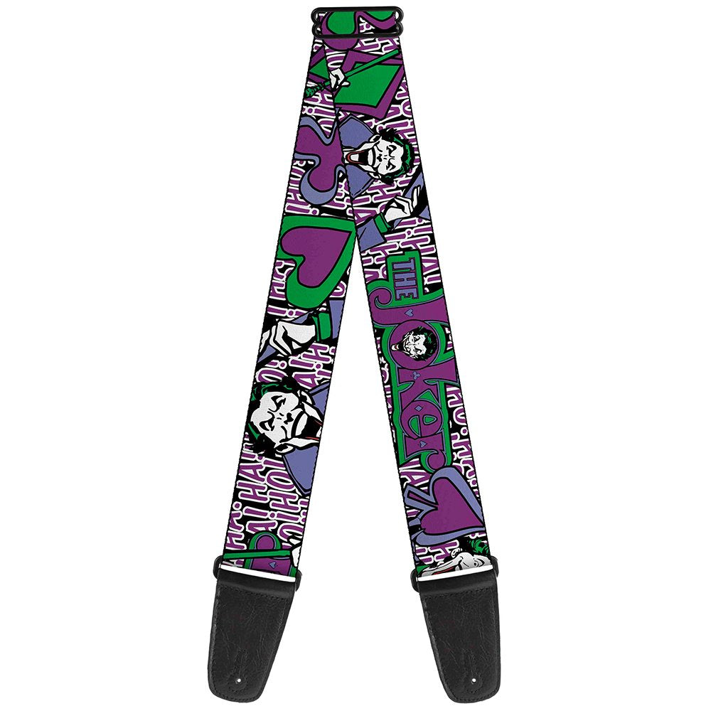 Buckle Down Guitar Strap   Joker Face/Logo/Spades Black/White/Purple   2'' Wide   29 54'' Length