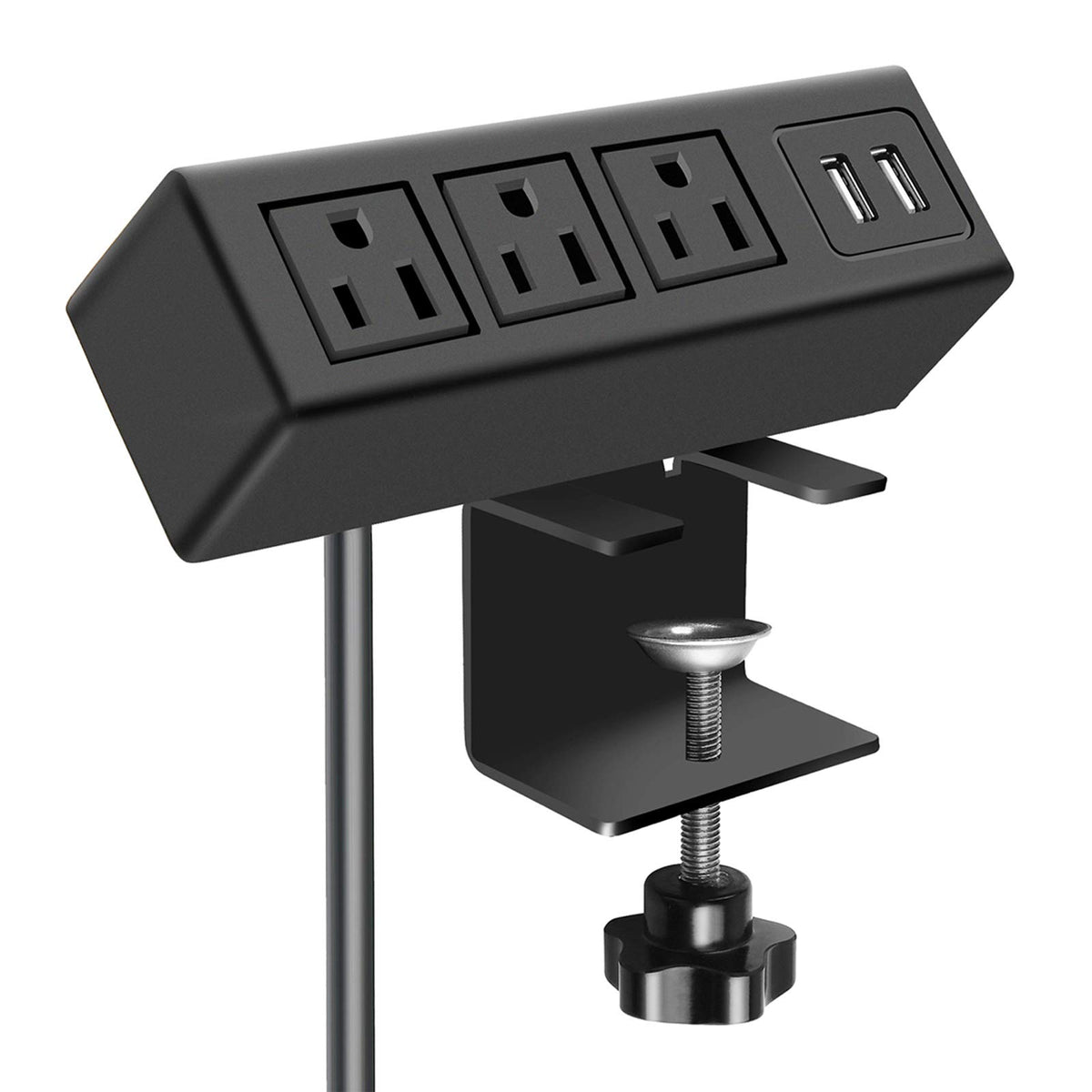 Cccei 3 Outlet Desk Clamp Power Strip With Usb Ports, Desktop Power Strip Surge Protector 1200J. Desk Mount Charging Power Station, On Desk Edge Power Outlet 125V 12A 1500W.