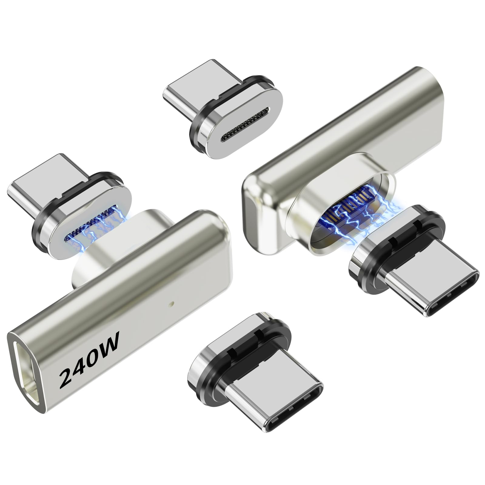 Tciogrxp 240W USB C Magnetic Adapter, Right Angle 90 Degree USB-C Male to Female Connector, 40Gbps Data Transfer, 4K Video Outpu