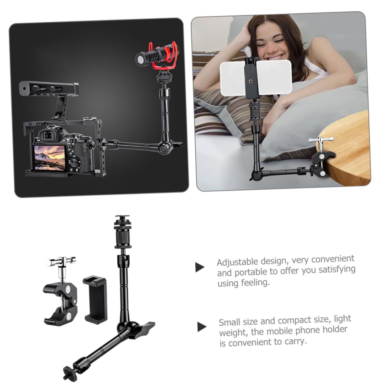 Feltechelectr 1Set Adjustable Phone Holder For Car Desk Compact Mobile Phone Stand With Sturdy Structure Rotatable Design Easy S