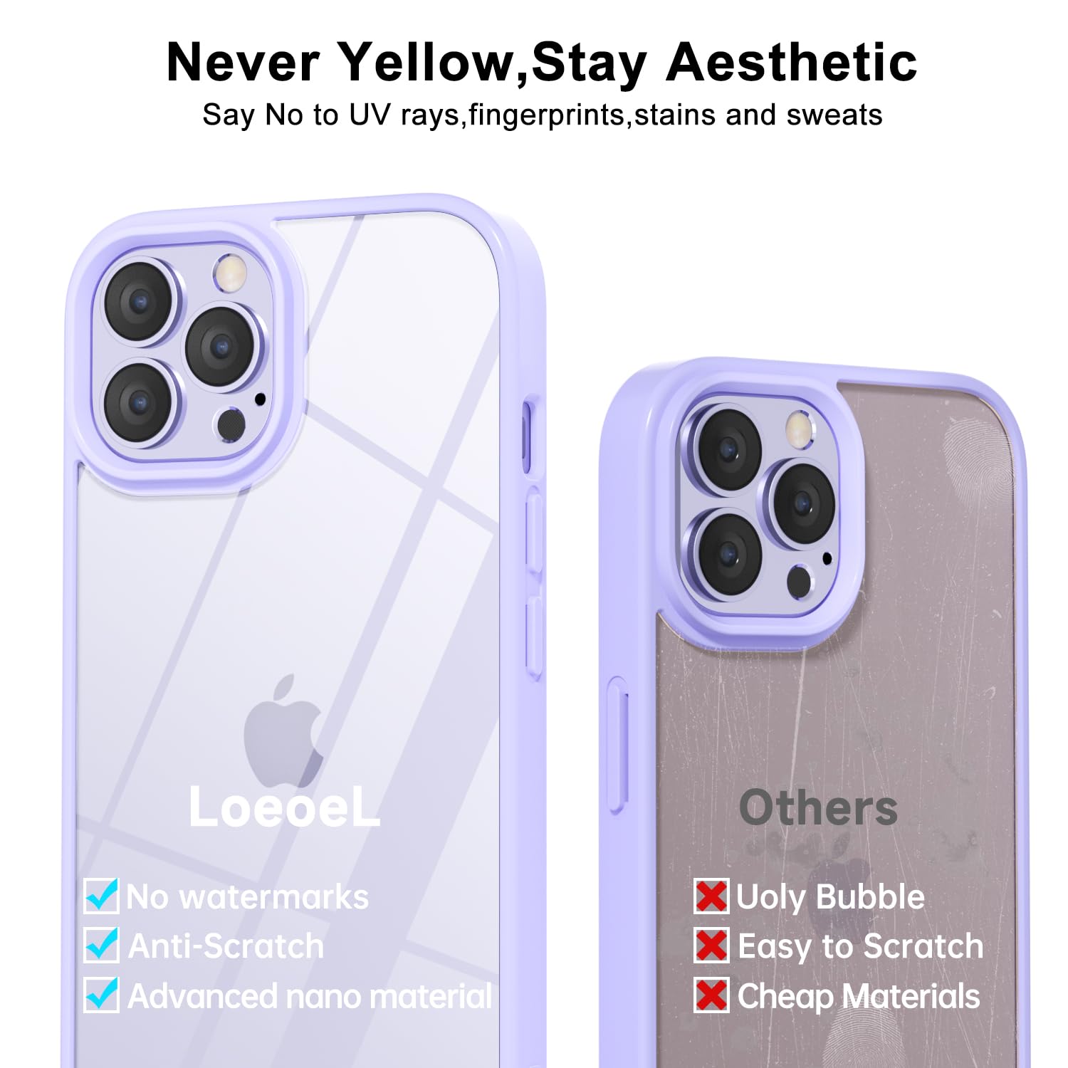 Loeoel For Iphone 12 Pro / 12 Case Clear, Transparent Hybrid 12 Pro / 12 Phone Case [Hard Plastic & Soft Silicone Bumper] Acryli