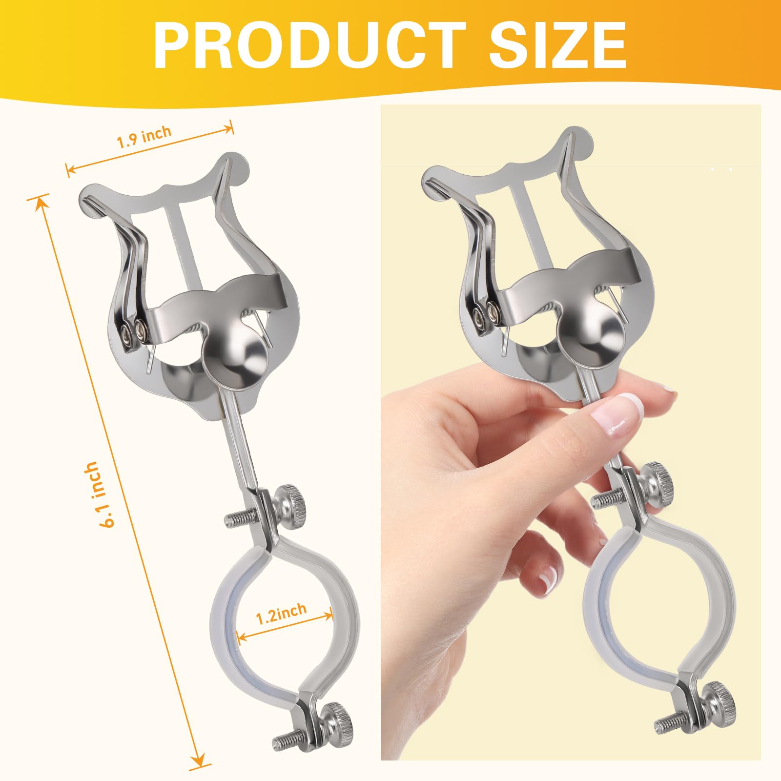 Clarinet Lyre,2 Pack Silver Clarinet Lyre Holder For Marching Band,6.02Inch Clarinet Oboe Sheet Music Clip And Flip Folder,Gener