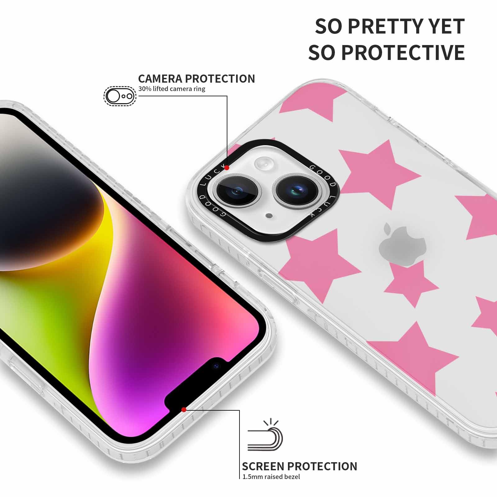 Rumdey 2 Pack Cute Star Girls Woman Phone Case Aesthetic For Iphone 13 Mini 5.4 Inches, Silicone Soft Shockproof Tpu 2 Pcs Bumpe