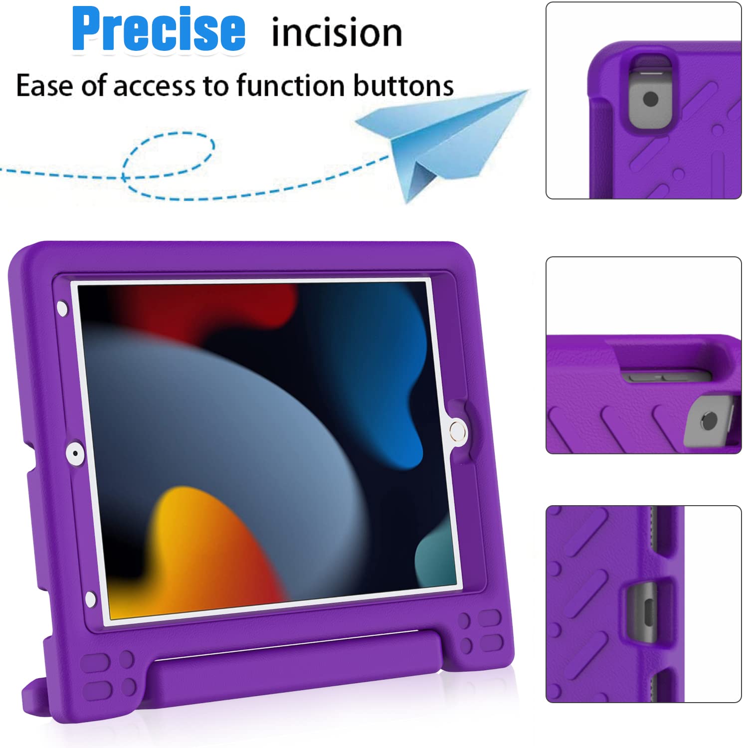 Bmouo Ipad 9Th/8Th/7Th Generation Case For Kids, Ipad 10.2 Case   With Screen Protector, Shockproof Convertible Handle Stand Kid