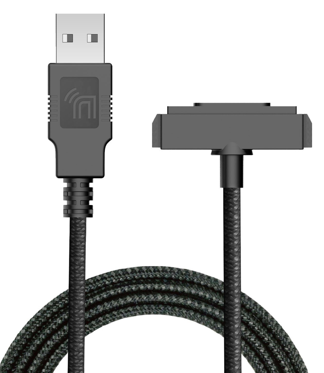 Nakedcellphone Charger for Sonim XP5/XP6/XP7, Brand Black [Rugged Braided] USB Charge/Sync Cable Cord [with Magnetic Contacts] f
