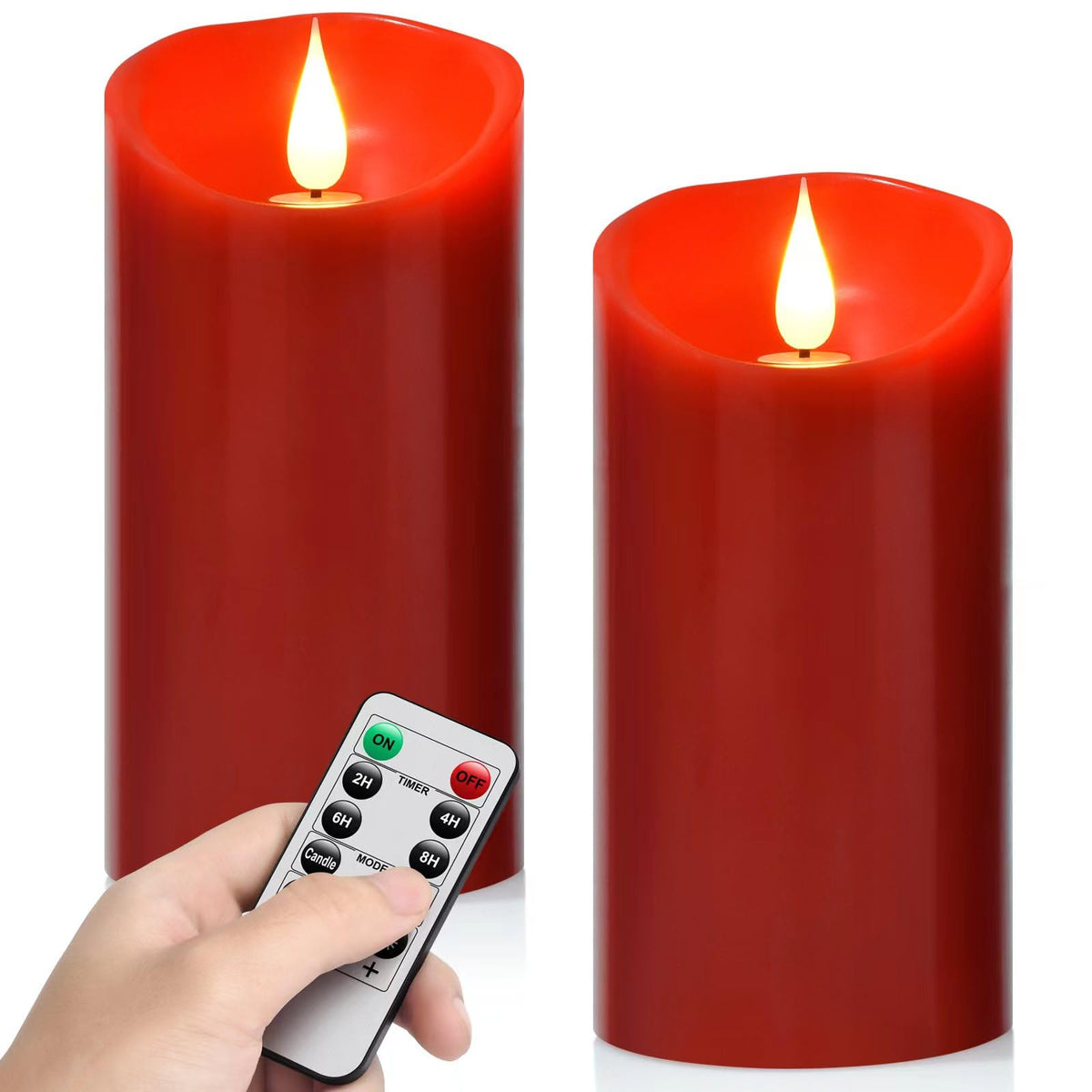 Minxin Flameless Battery Operated Flicking Candles:Remote Control Realistic Wax Pillar Led Candle With 10-Key Cycling 24 Hours T