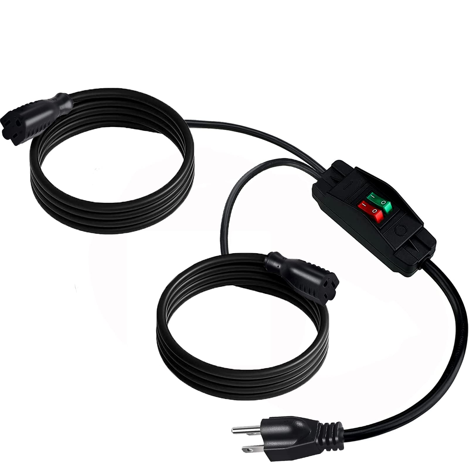 Makevivi 2 Way Extension Cord With On/Off Switch 3 Prong Outdoor Extension Cord Splitter, Heavy Duty Extension Cord With Sjtw 14