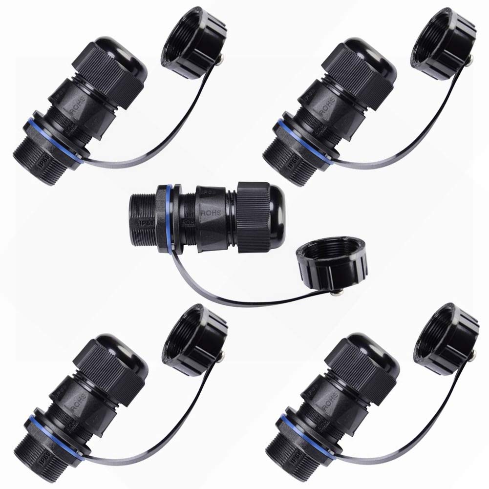 Anmbest 5Pcs Panel Mounting Rj45 Waterproof Connector Cat5/5E/6 Ethernet Lan Cable Coupler With Waterproof/Dust Cap Cover For Ou