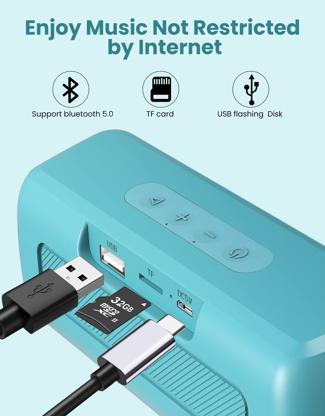 Lenrue Bluetooth Speaker,Wireless Portable Speakers With Tws, 16H Playtime,Loud Clear Sound For Home,Travel And Outdoor,Handfree Calls Compatible With For Iphone (Powder Blue)