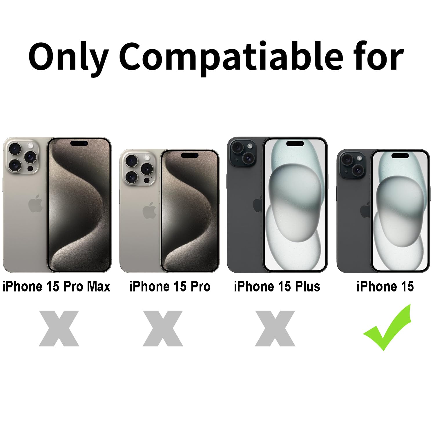 Tenoc Phone Case Compatible With Iphone 15, Black Case Anti Fingerprint Protective Bumper Matte Cover For 6.1 Inch