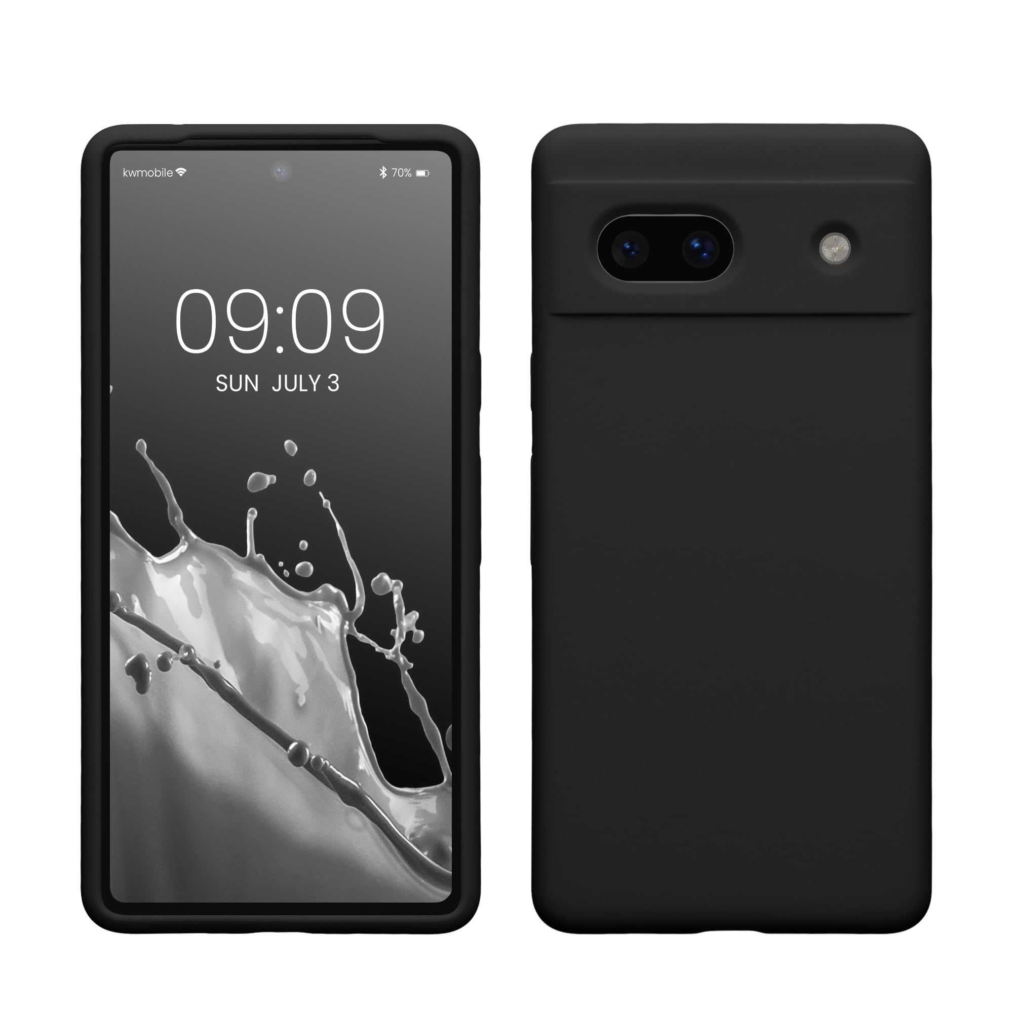 kwmobile Case Compatible with Google Pixel 7a Case - TPU Silicone Phone Cover with Soft Finish - Black Matte