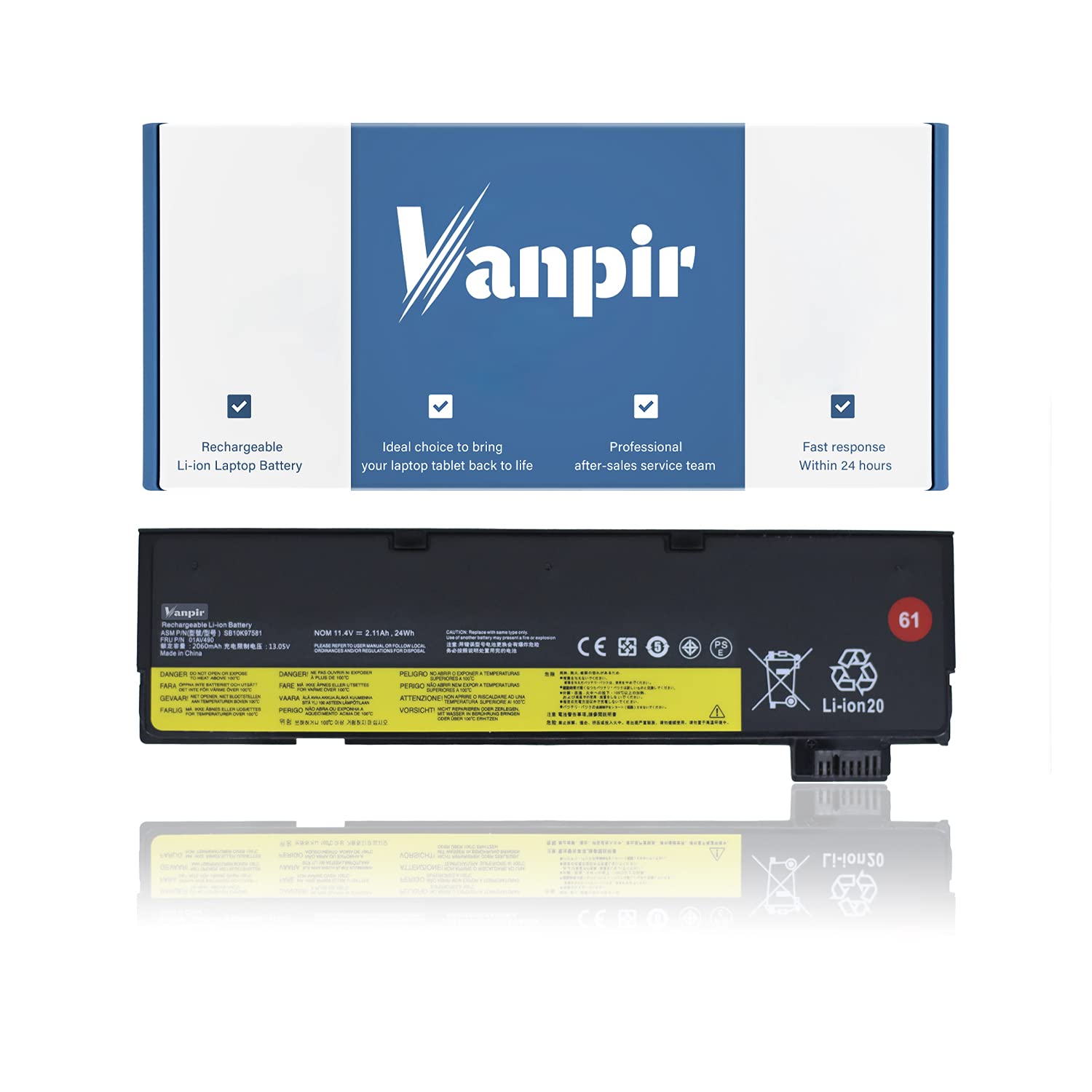 Vanpir 01Av490 Laptop Battery Compatible With Lenovo Thinkpad T570 T470 T480 T580 A485 A475 P51S P52S Tp25 Series Sb10K97580 01A