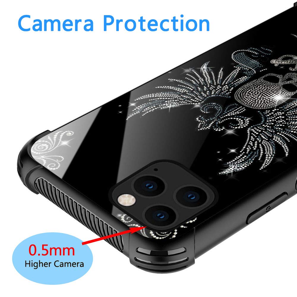 ZHEGAILIAN Phone Case for iPhone 13 Pro Diamond Skull Organic Glass Rubber