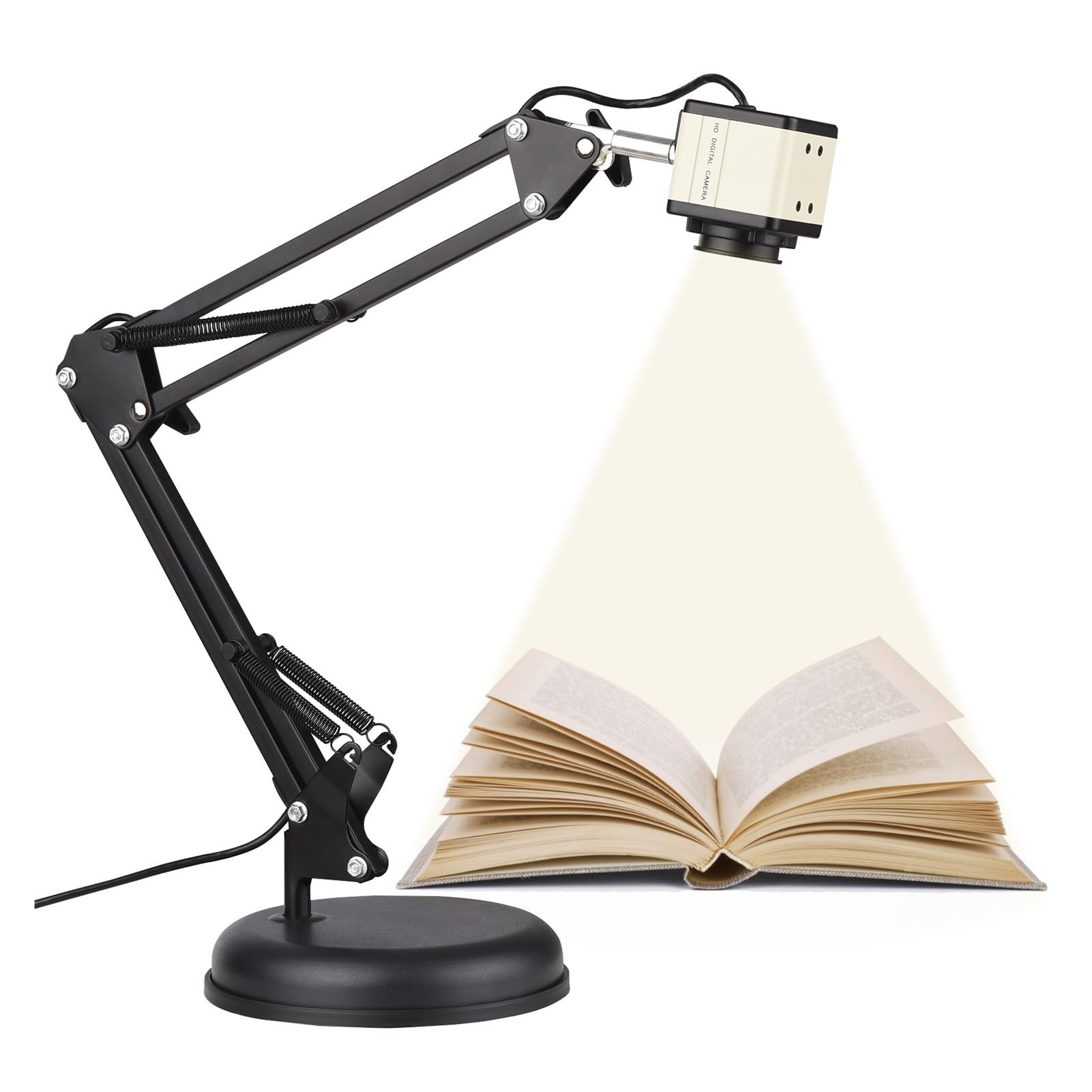 Jrameoy Document Camera and Book Scanner, 8MP Autofocus Webcam with Builtin Microphone, Flexible MultiJoint Arm, LED Light, US