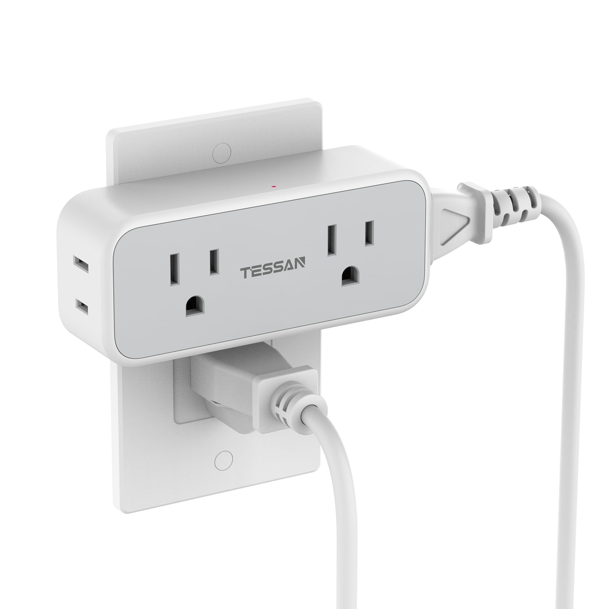 Outlet Extender Surge Protector, Tessan Multi Wall Plug With 4 Ac Electrical Outlets, 3 Sided Multiple Plug Expander, 1875W Max,