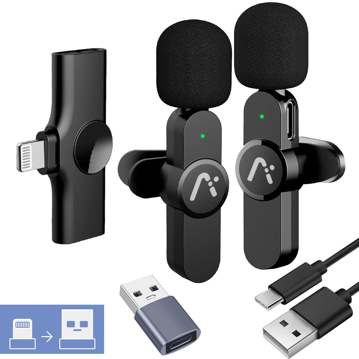 Aisizon Wireless Lavalier Microphone For Iphone, Wireless Clip Mic, Wireless Clip On Microphone A3D, For Iphone, Ipad, Computer,