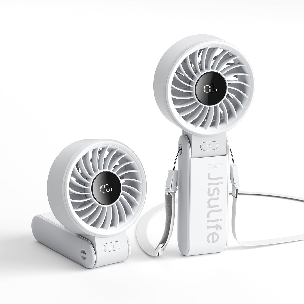 Jisulife Handheld Fan Life7,2024 Powerful Portable Fan With Led Display,3600Mah,150Folded,5 Speeds,Lanyard[13Hrs Max Cooling]3 I