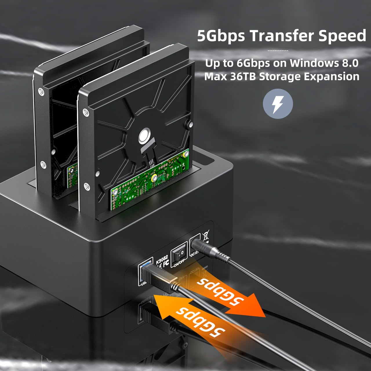 Maiwo Dual Bay Hard Drive Docking Station With Offline Clone For 2.5 3.5 Inch Sata Hdd Ssd, 3X Usb 3.0 Hub Extension, 44Tb Capacity, External Hard Drive Duplicator Cloner