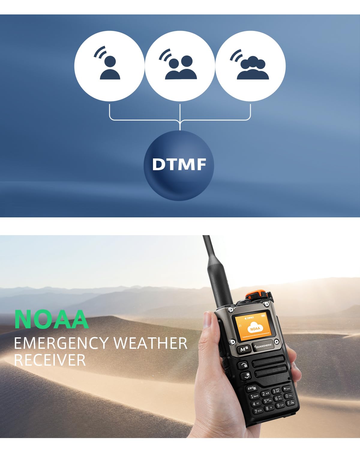 Quansheng K6 Uvk5(8)Am/Fm/Dtmf Walkie Talkie 200Three Frequency Receiving Walkie Talkie Noaa Weather Forecast, With Flash Replic