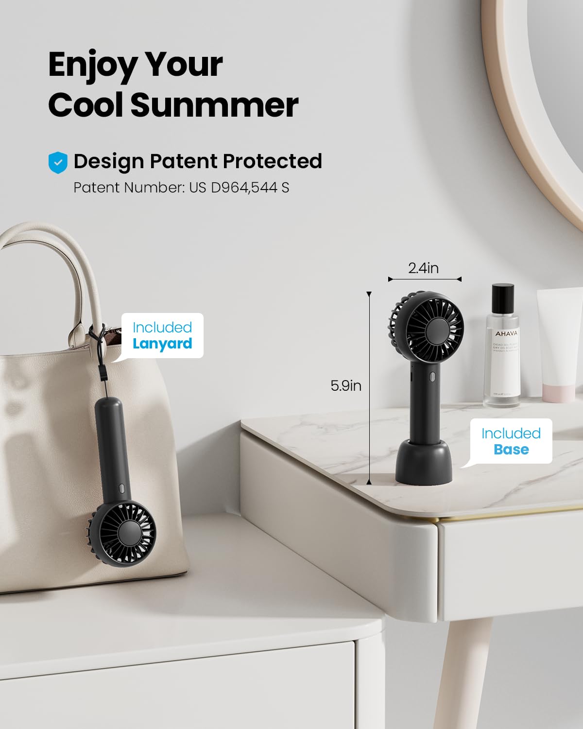 Gaiatop Mini Portable Fan, Powerful Handheld Fan, Cute Design 3 Speed Personal Small Desk Fan With Base, Lightweight Makeup Usb