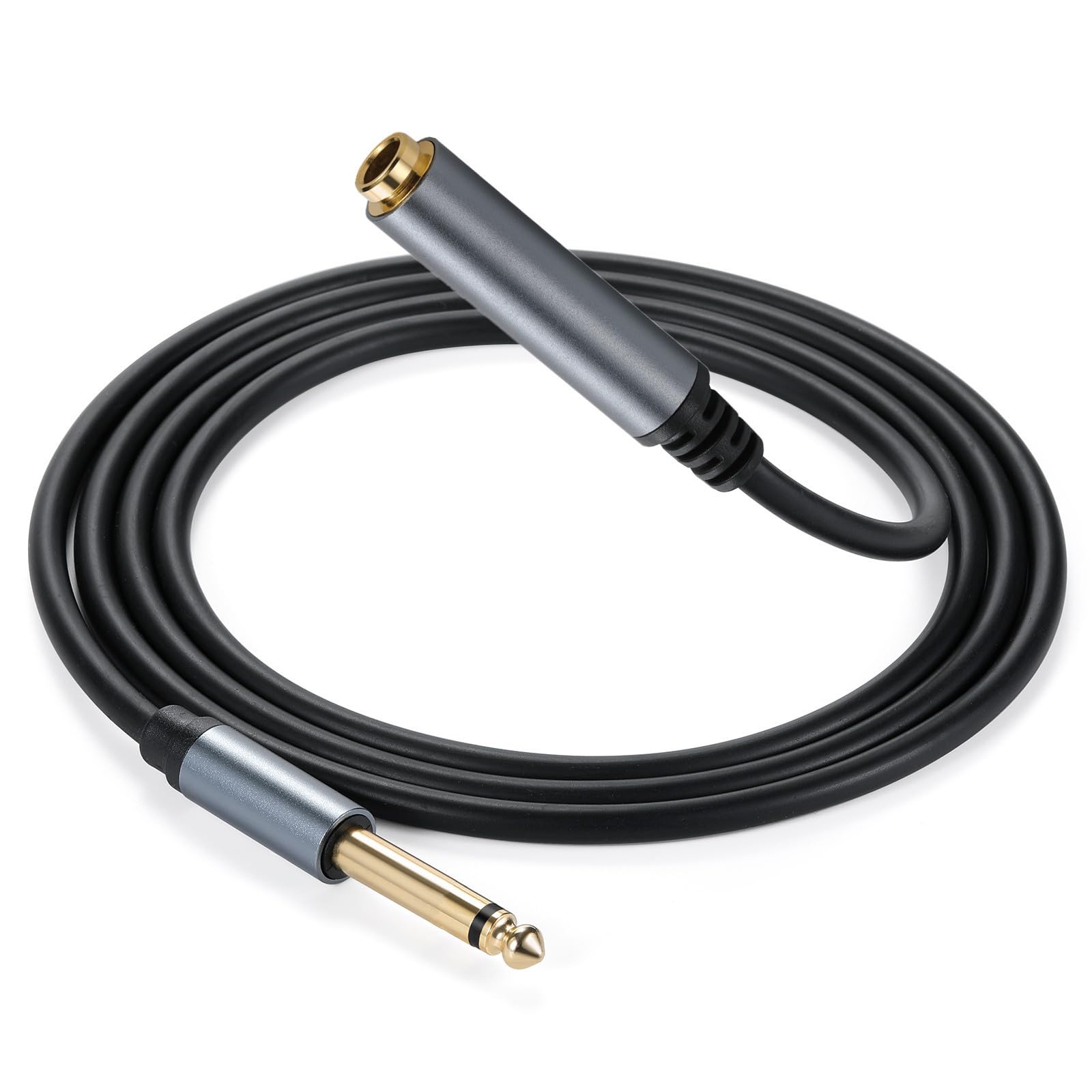 Halokny 6.35Mm To 6.35Mm Instrument Cable, Golden Plated 1/4 Inch Female To Male Ts Mono Audio Jack For Electric Guitar, Bass, A