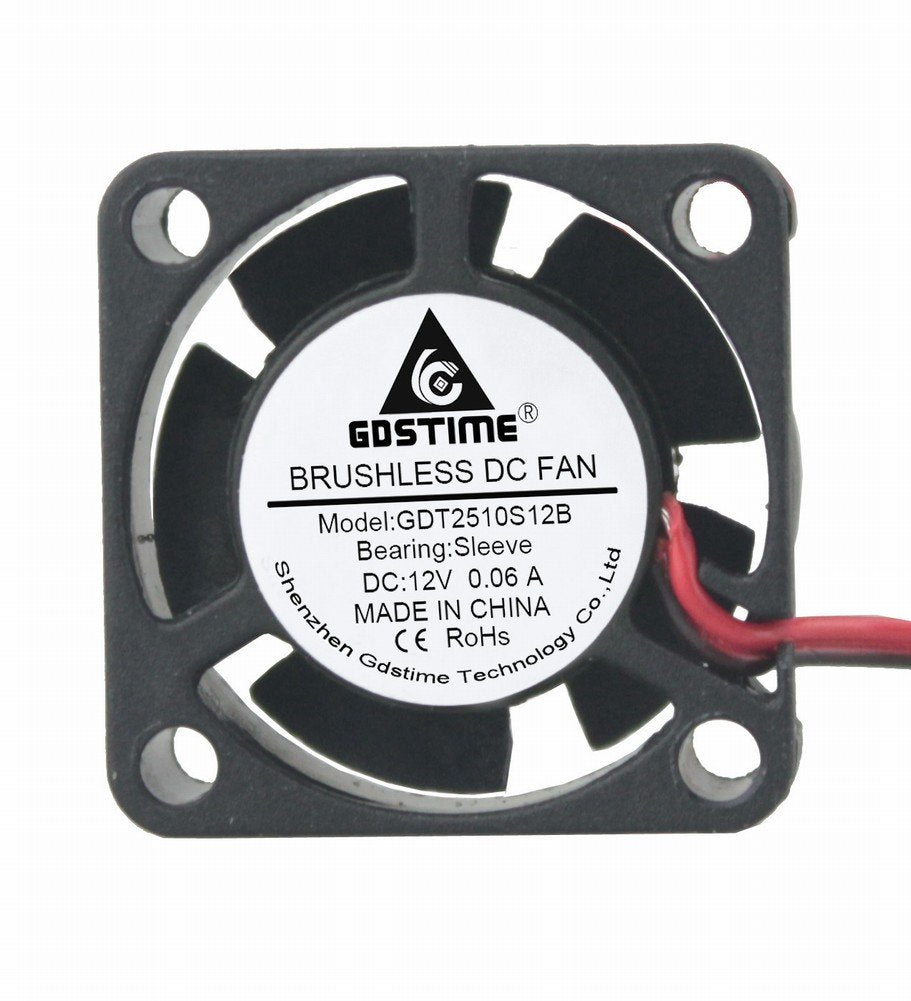 GDSTIME 25mm X 25mm X 10mm 2.5cm Small 12v Brushless Dc Mini Cooling Fan