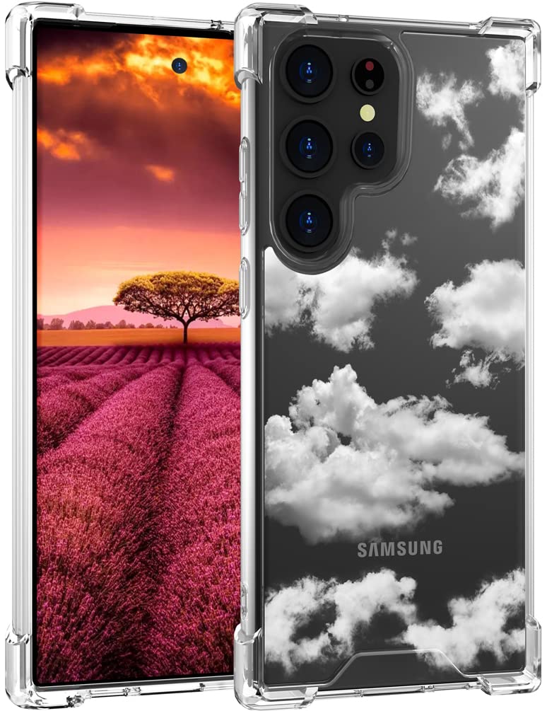 Topgraph Samsung Galaxy S23 Ultra Case Cute Cloud Clear For Women Girly Designer Girls, Cute Silicone Transparent Phone Case Clo