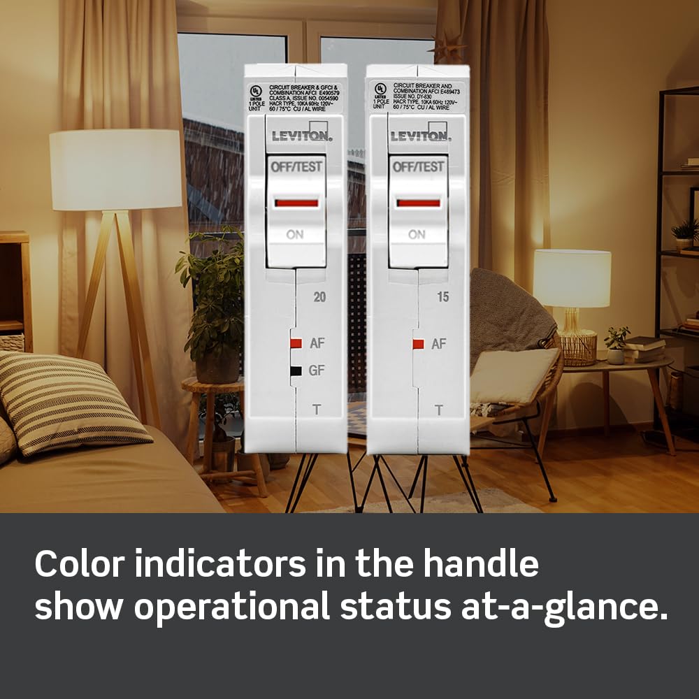 Leviton Lspd1-T Surge Protective Device With Two 15A 1-Pole Plug-On Standard Branch Circuit Breakers, Thermal Magnetic, 120/240
