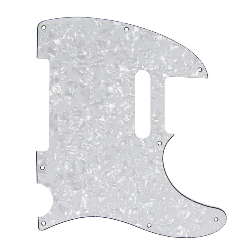 Fleor 8 Hole Tl Pickguard Scratch Plate With Pickguard Screws Set Fit Usa/Mx Standard Tl Style Pickguard Replacement, 4Ply White