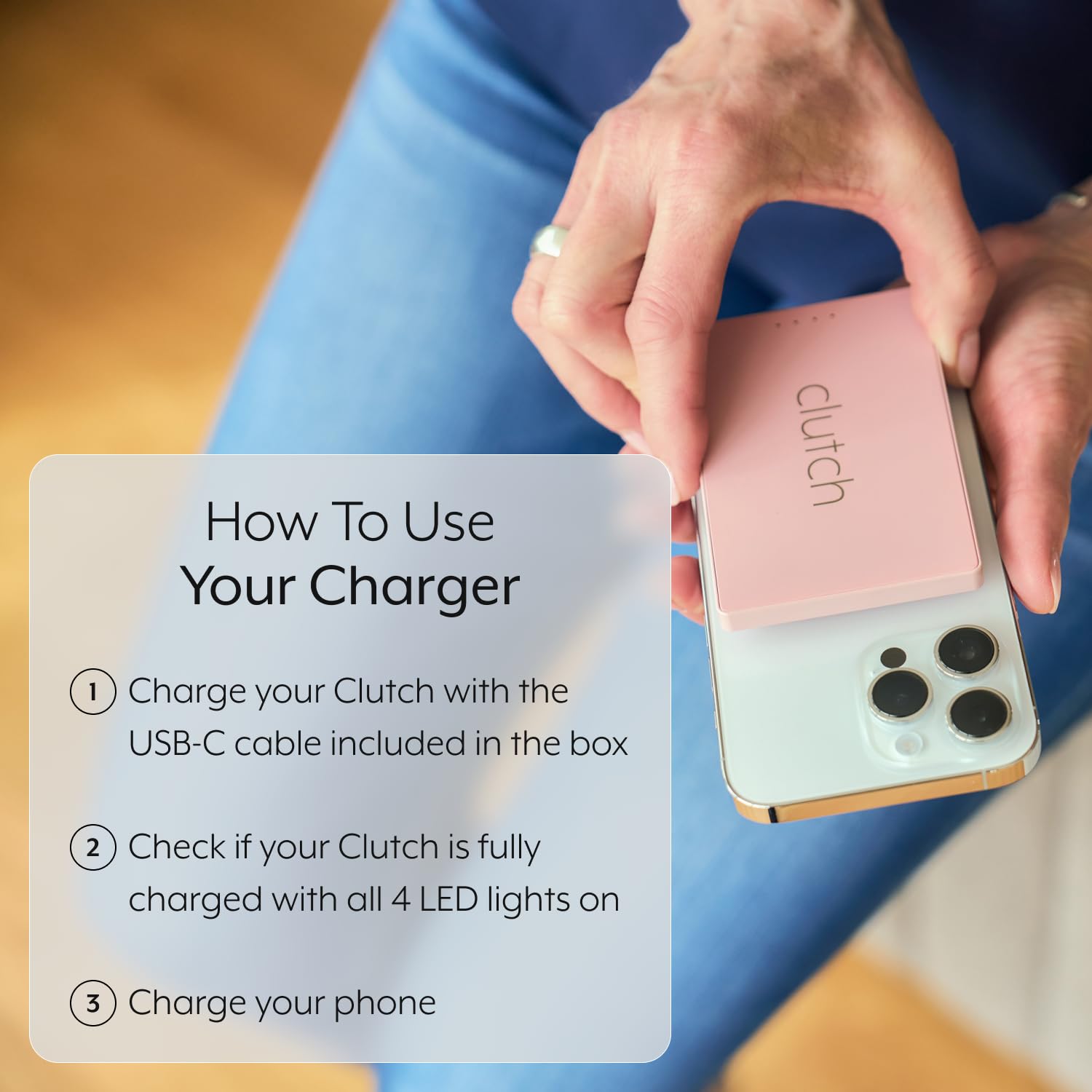 Clutch Pro Portable iPhone Charger 5000mAh - TSA Approved, Magnetic, Lightweight, Built-in Lightning Cable, Compatible with iPhone 14 & Older, Black