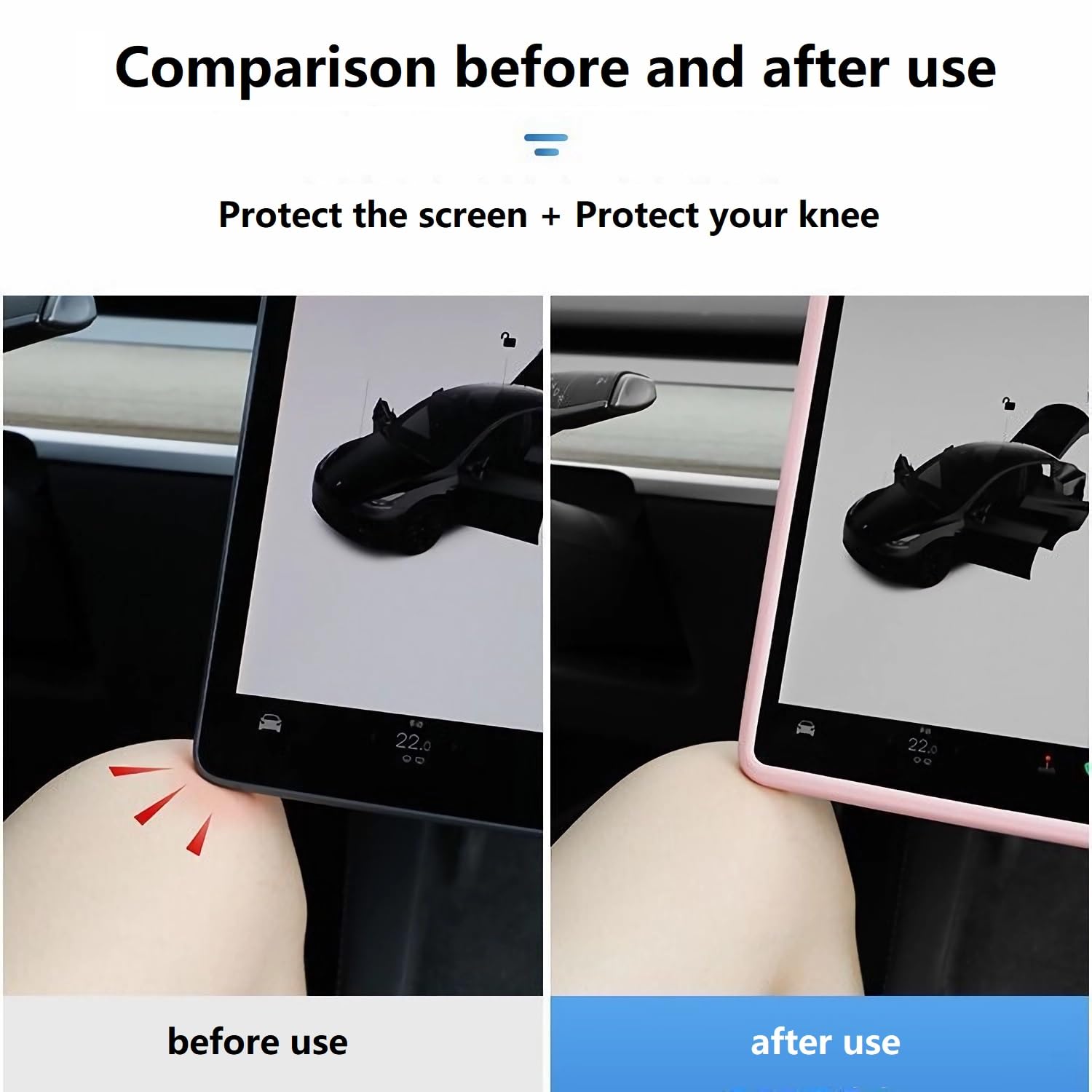 Gooyogoo Screen Protector Silicon Frame For Tesla Model Y/3 15'' Center Control Touchscreen, Knee Protection,Skin Friendly,Cover