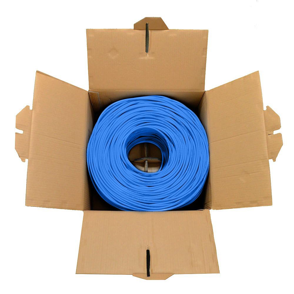 Dripstone Cat6 1000Ft 23Awg 550Mhz Solid Utp Ethernet Cable Rj45 Cca Bulk Network Lan Wire Rj45 Easy Pull Box 305M (Blue)