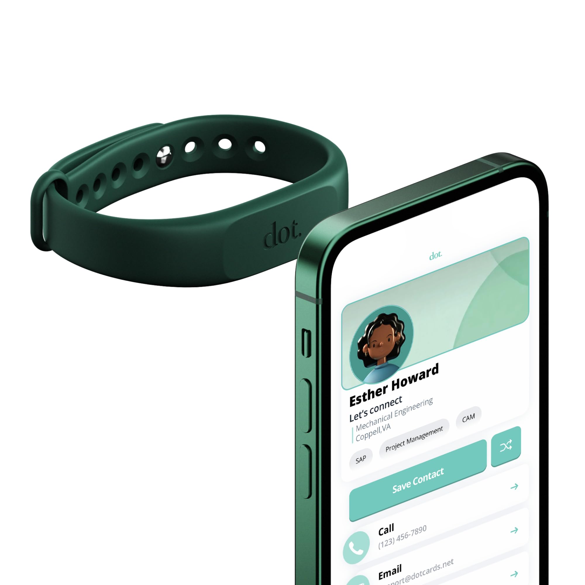 Dot. Band   Digital Business Card Wristband   Tap To Share Nfc   Iphone & Android (Green)