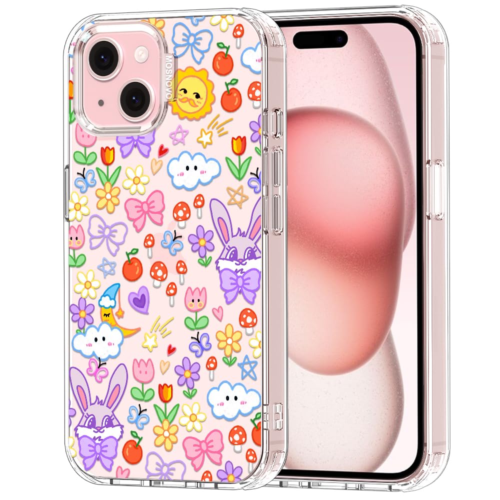 MOSNOVO for iPhone 15 Case, Shockproof Military-Grade Protection 6.6ft Drop Tested, Clear Phone Case for iPhone 15, Whimsy Garde