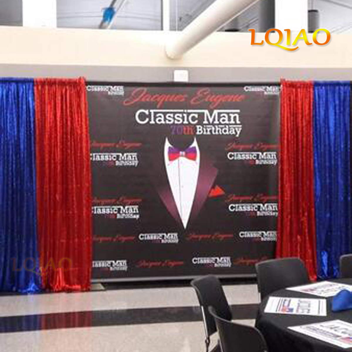 Lqiao Sequin Backdrop Curtain Panel 2X8Ft Red, Sequin Photography Backdrop Curtain For Party/Home Curtain Decoration 1Pc, Pocket