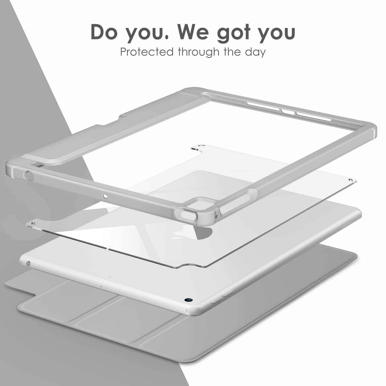 Vikesi For Ipad 6Th / 5Th Generation 9.7 Inch Case (2018/2017), Ipad Air 2 & 1 (2014/2013) Case, Clear Back, Smart Cover [Built