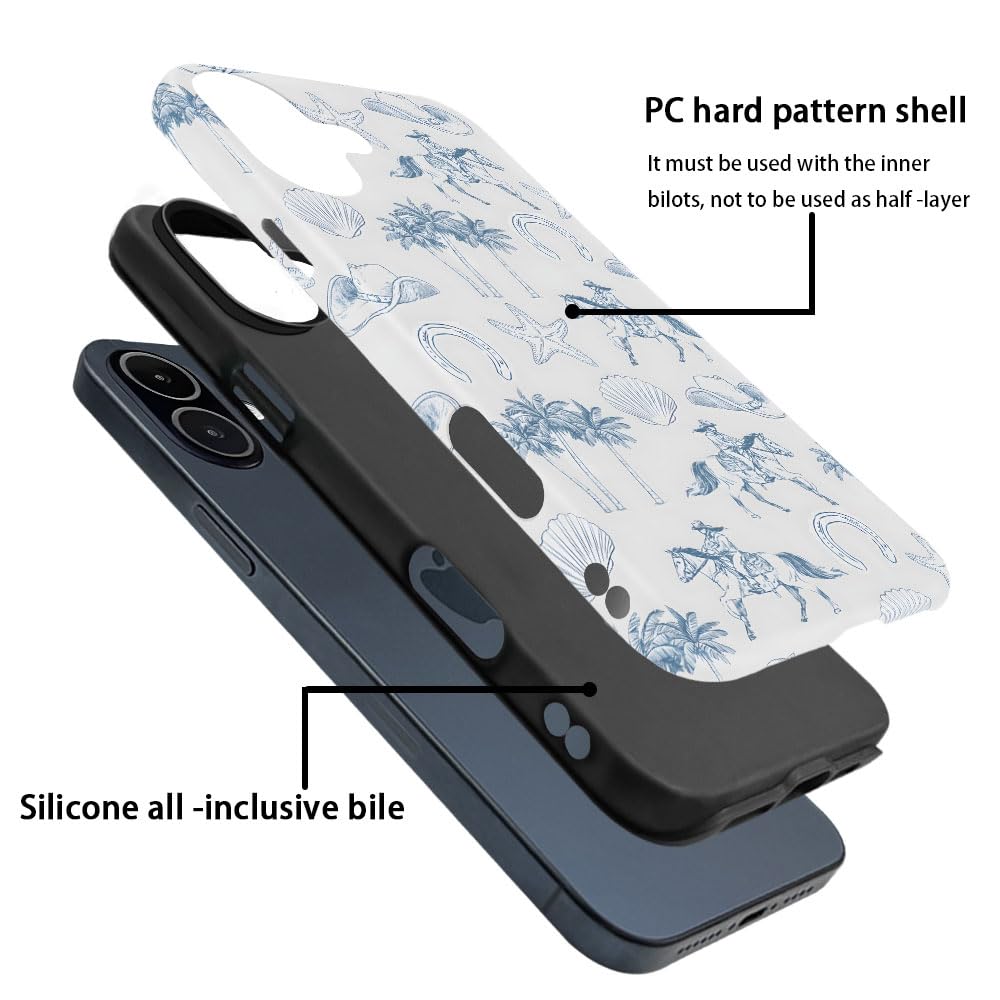 Generic Case For Iphone 12 Pro Max - [Drop Protection Phone Cover] - Hybrid Case For Girl Women - Coastal Beach Horse West