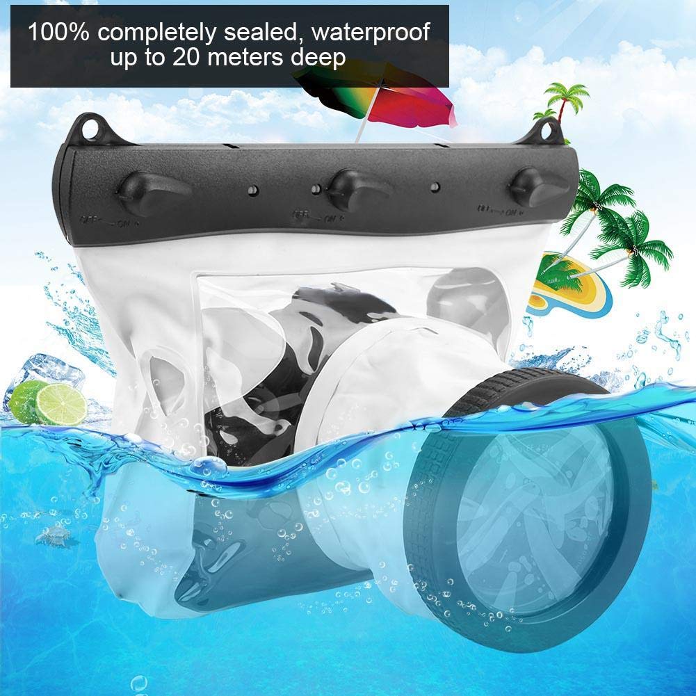 Pomya Waterproof Dving Case Bag Underwater Photograpy Housing Cage 20M For Canon Nikon Dslr Cameras(White)