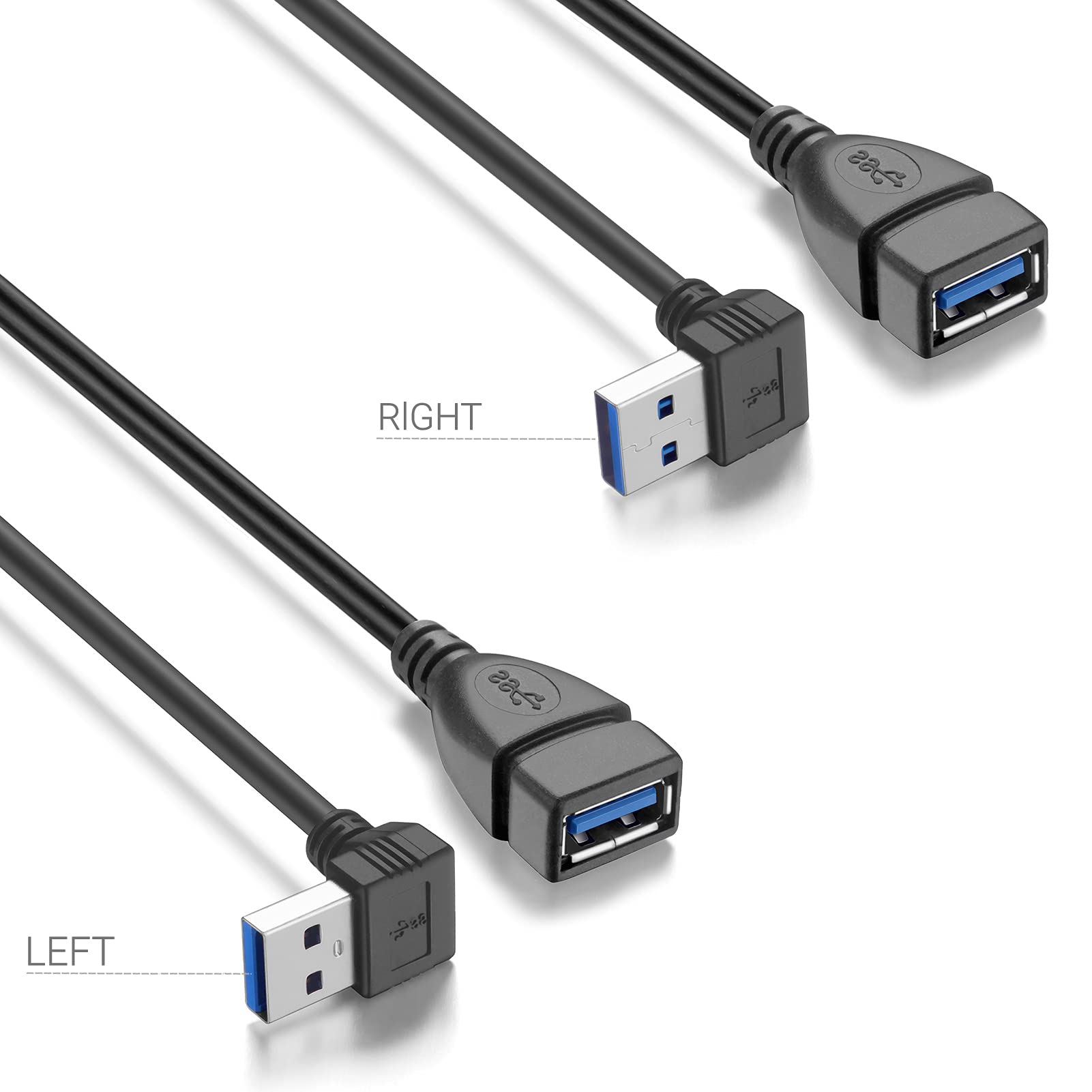 Willizter Short Usb 3.0 Extension Cable, 2 Pack Superspeed Usb 3.0 Angle Male To Female Extension Cable 6 Inch Convertor Adapter