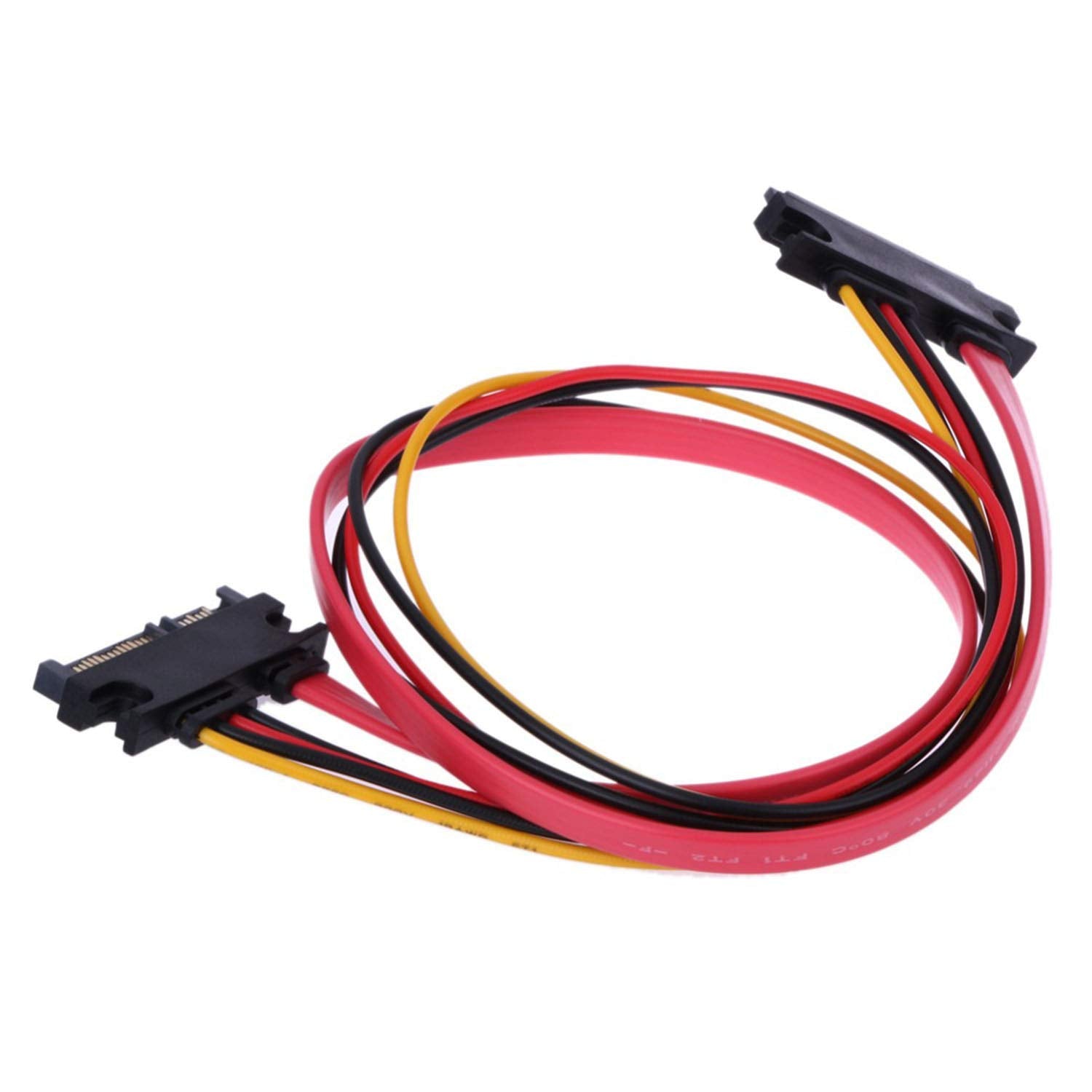 Rlecs 2 Pack 50Cm Sata Power Cable 22Pin (7+15) Male Plug To 22 Pin Female Jack Connector Sata Serial Ata Data Power Combo Exten