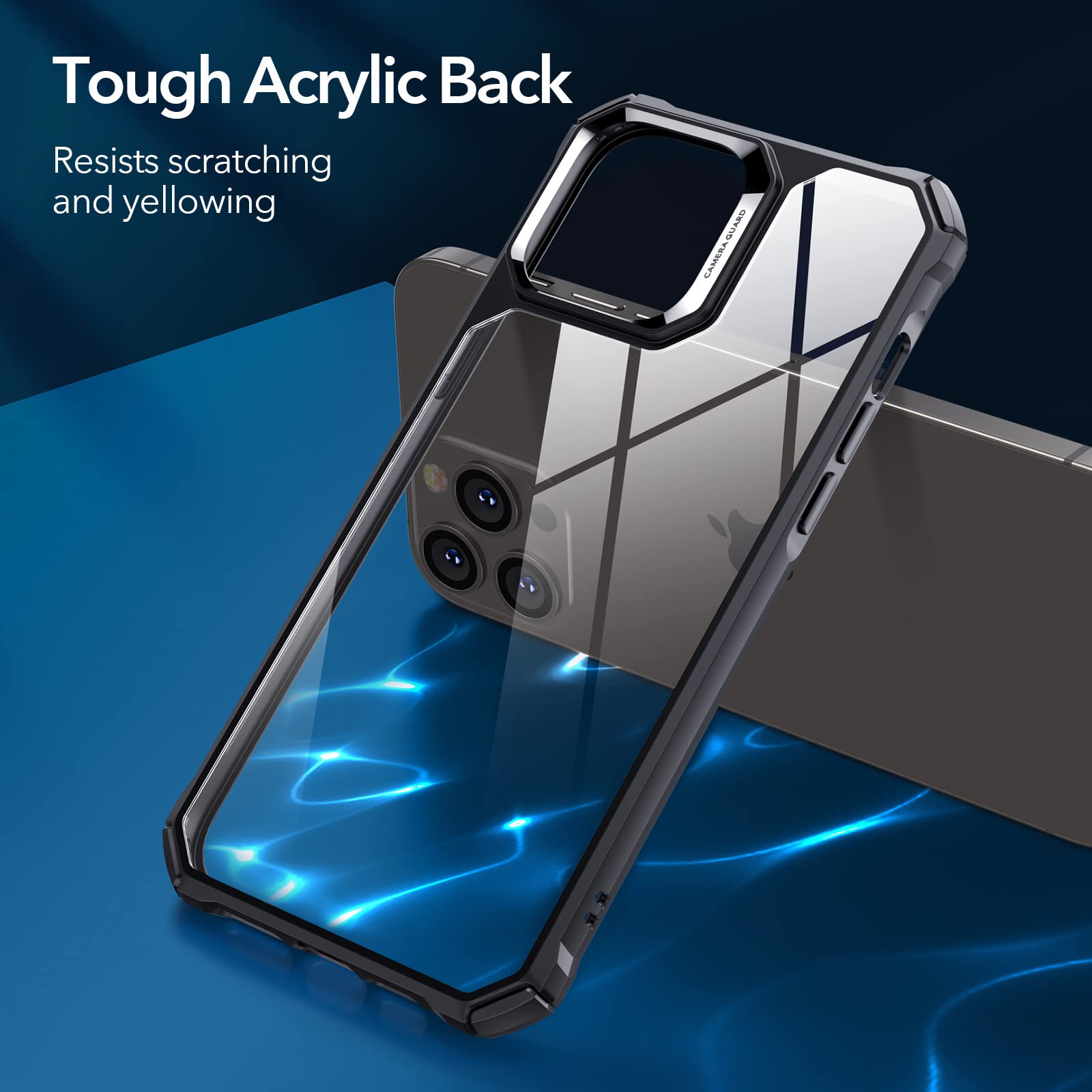 Esr Iphone 13 Pro Max Case, Military Grade Protection, Shockproof, Yellowing Resistant Acrylic, Clear Black