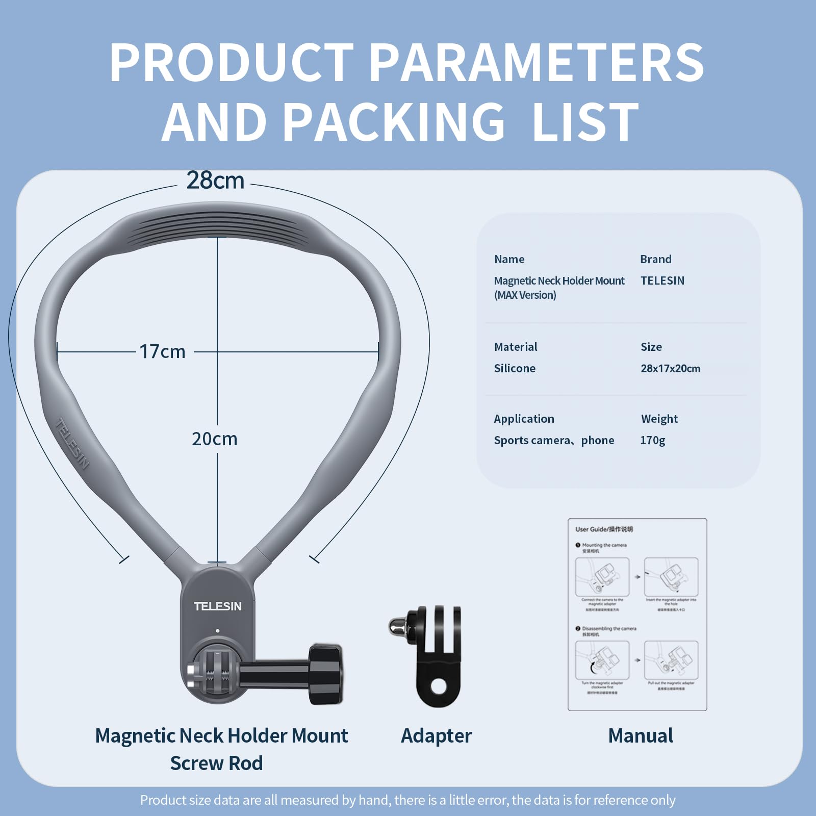 Telesin Long Magnetic Neck Mount Necklace Holder Lanyard Strap, Chest Head Backpack View Support For Gopro Max Hero 13 12 11 10 9 8 7 Insta360 X3 Go3 Ace Pro Dji Action 4 Osmo Action 3 Accessories