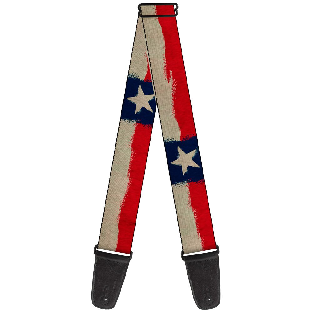 BuckleDown GSW32099 Texas Flag CLOSE UP Distressed Painting Guitar Strap