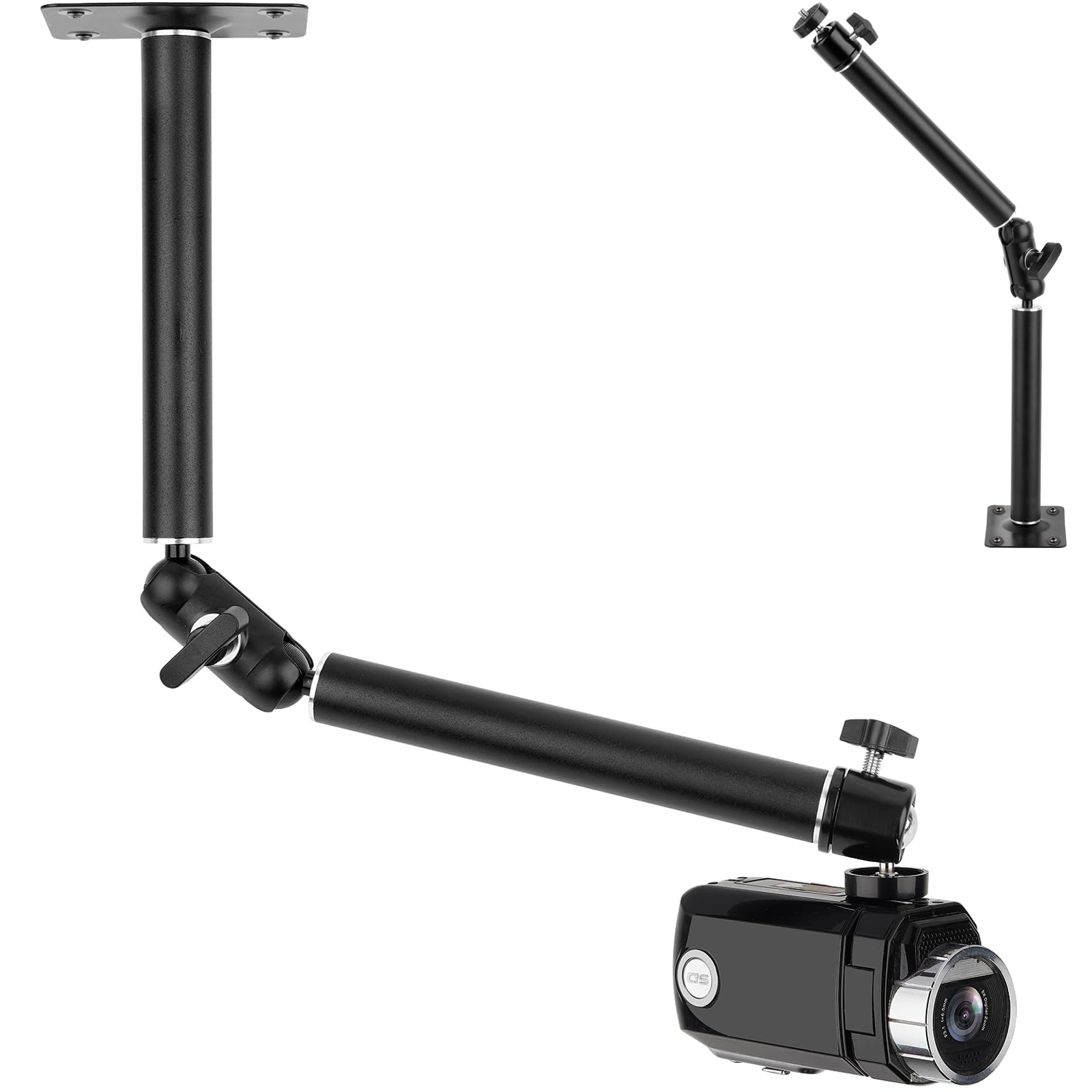 Mippko Articulating Wall Mount Camera Arm With 1/4 Inch 20 Threaded Compatible With Digital/Security/Webcam/Cctv Pov Camcorder/Video Light/Small Cameras,Adjustable Aluminium Alloy Arm